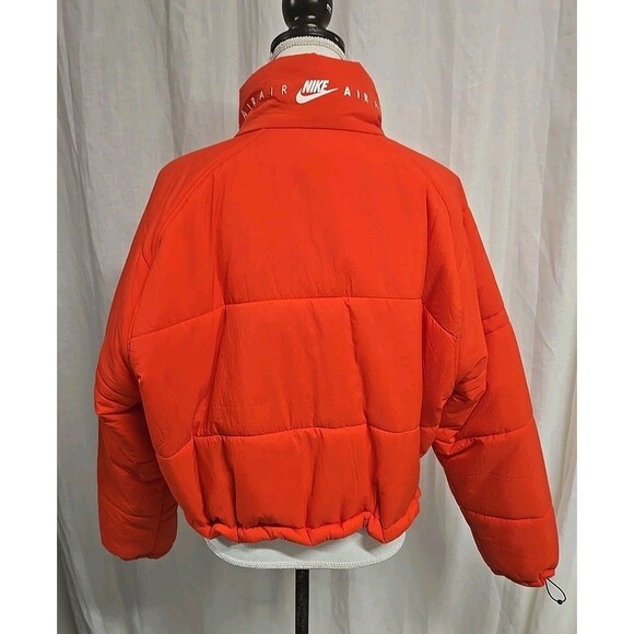Nike Sportswear Air Puffer Coat Cropped Cinched Waist Red Orange Women’s Size M - Picture 4 of 12
